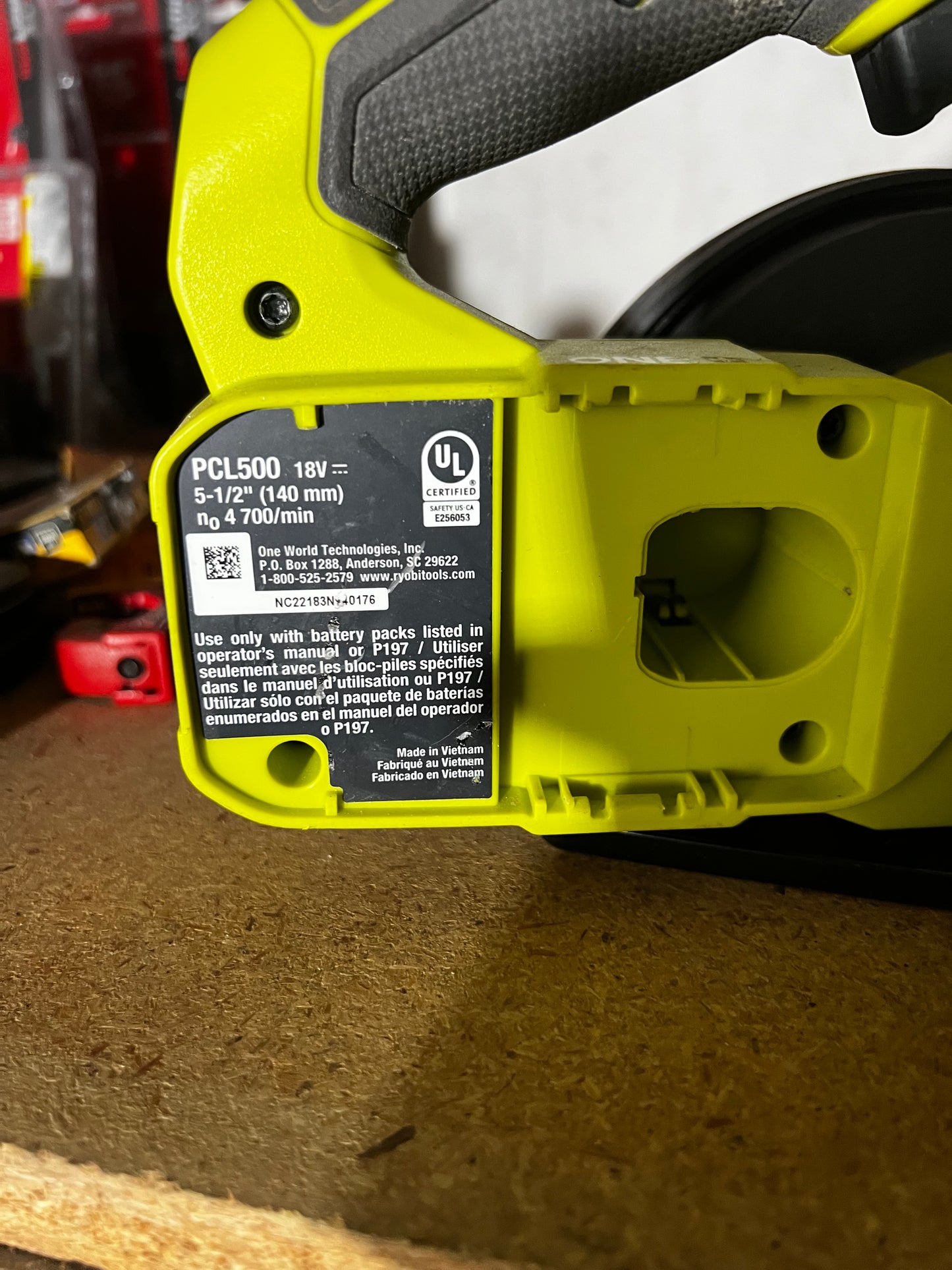 Sierra de Mano de 5  1/2 Ryobi 18V