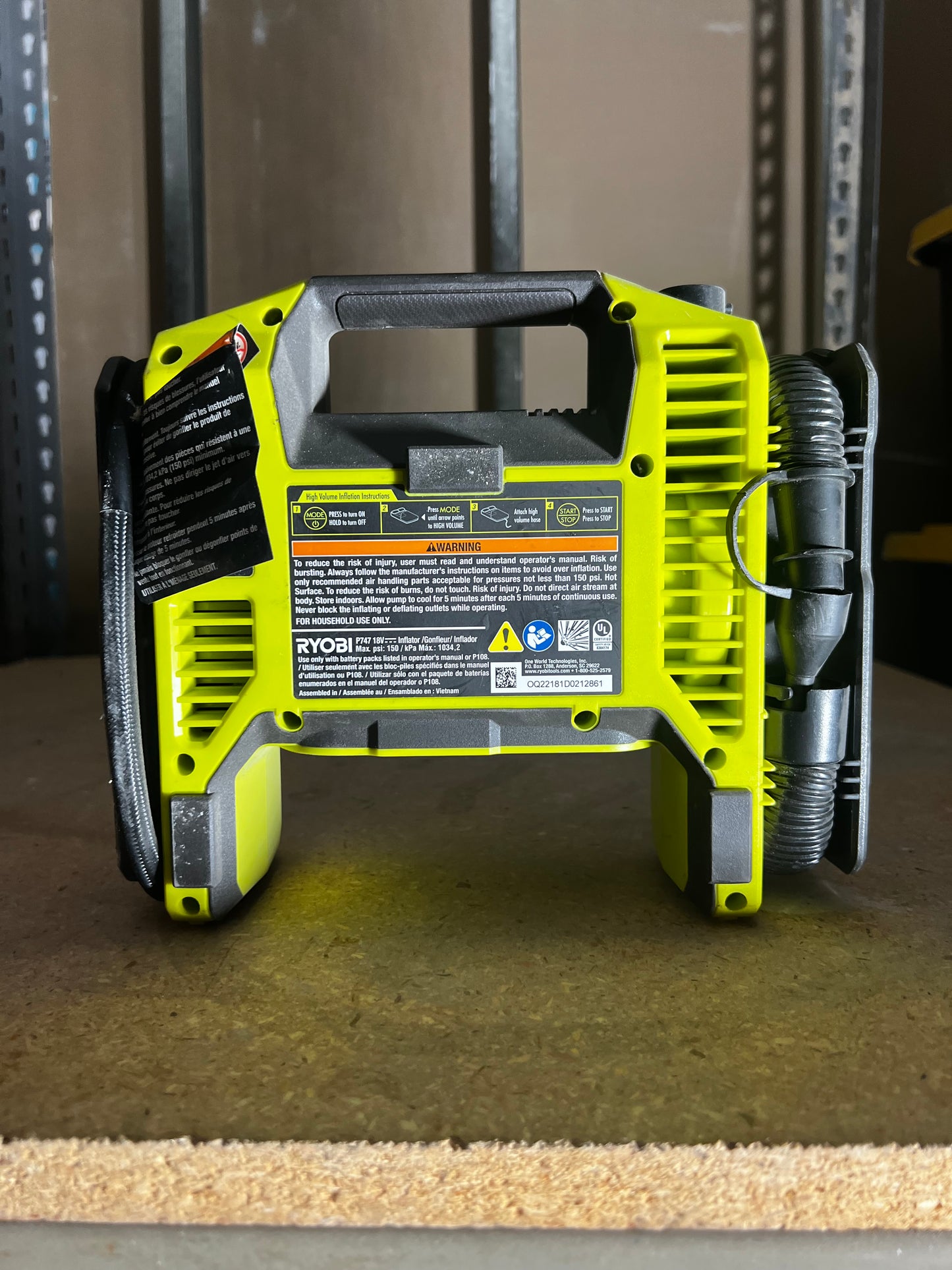 Inflador Ryobi 18V