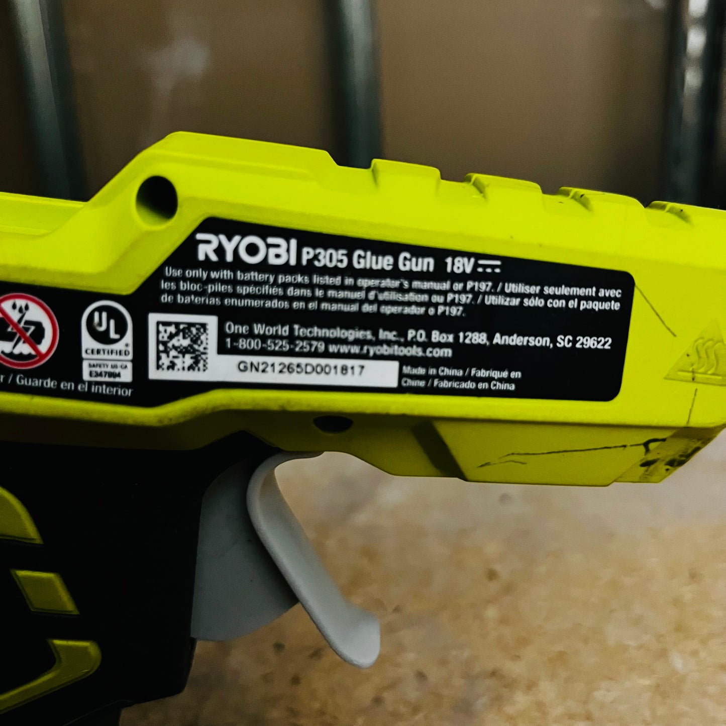 Pistola de Silicon Ryobi 18V