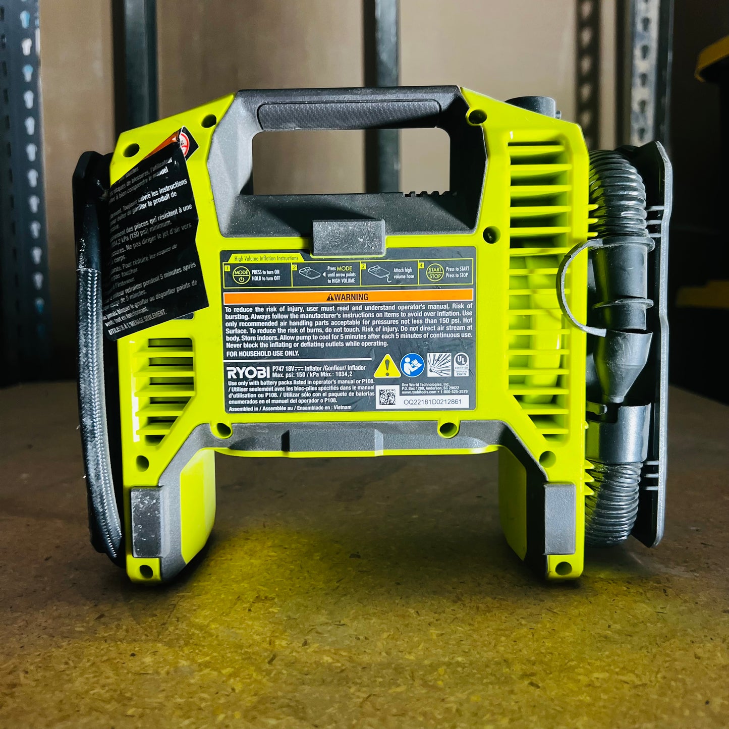 Inflador Ryobi 18V